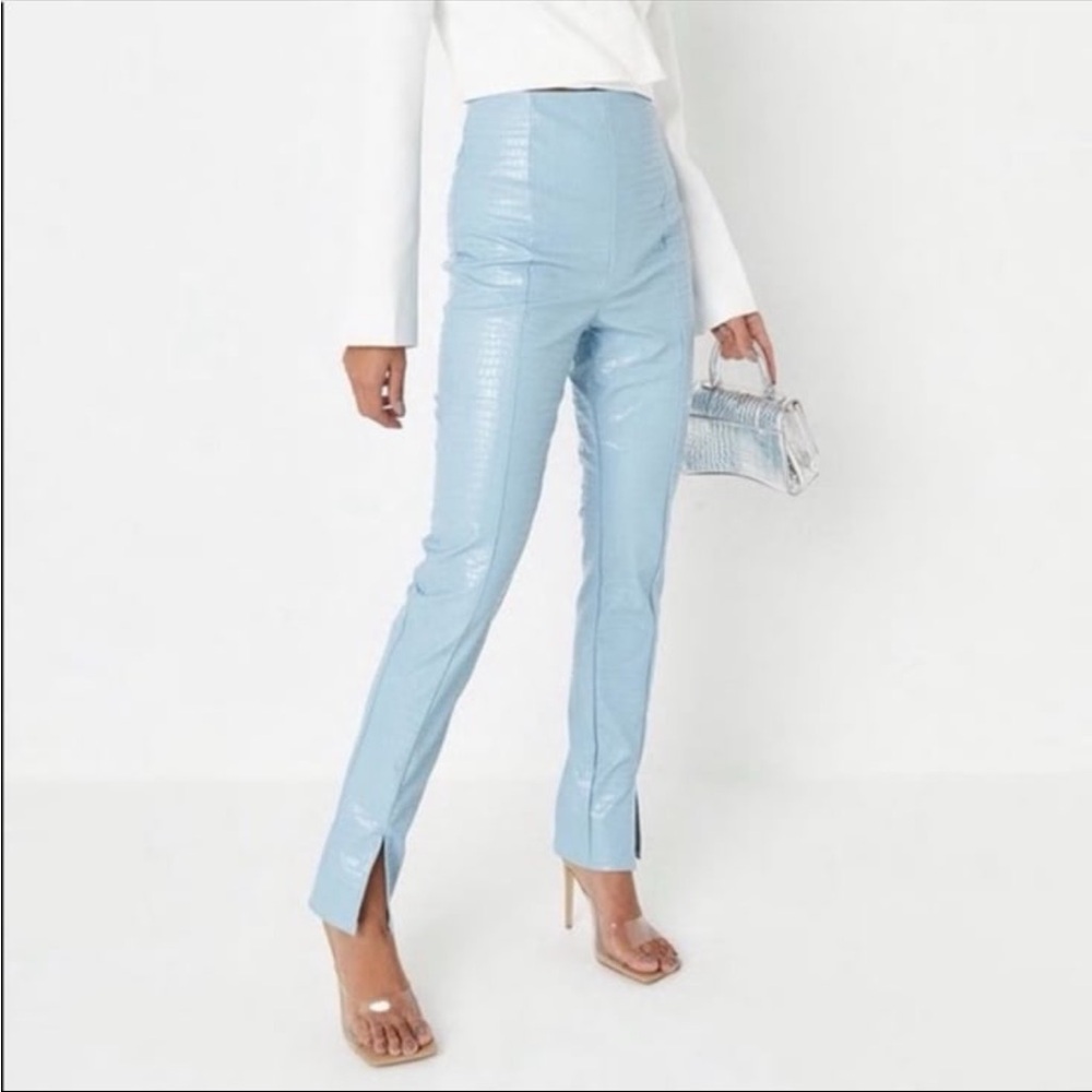 NWT Missguided Faux Leather Croc Slim Cigarette Leggings 4